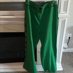 Green Flared Pants with Black Trim size L